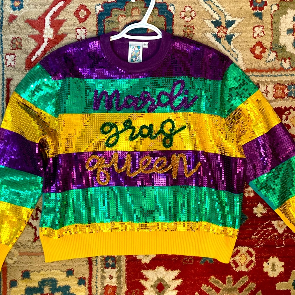 New Queen of Sparkles, medium, Mardi Gras Queen sweater